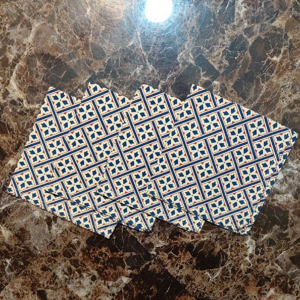 Set of 4 Vintage 1980s Laura Ashley "Mr. Jones" Pattern Dinner Napkins